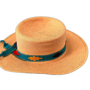 Vintage Palm Embroidered Banded Coastal Mexican Cowgirl Western Hat Summer Beach
